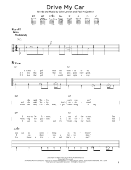 page one of Drive My Car (Guitar Rhythm Tab)