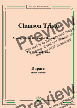 page one of C04369W0008N12Duparc-Chanson Triste,for Cello and Piano