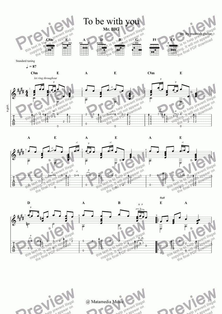 To Be With You Download Sheet Music Pdf File