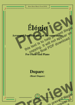 page one of Duparc-Élégie,for Flute and Piano