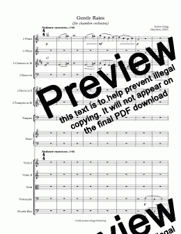 page one of Gentle Rains (for chamber orchestra) - Score and parts