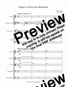 page one of Fingers of Fog Over Blomidon - Score and parts