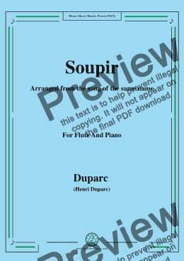 page one of Duparc-Soupir,for Flute and Piano