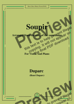 page one of Duparc-Soupir,for Violin and Piano