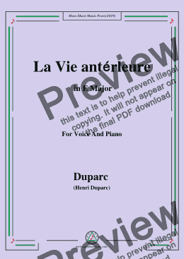 page one of Duparc-La Vie antérleure in E Major,for Voice  and  Piano