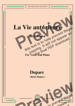 page one of Duparc-La Vie antérleure in F Major,for Voice  and  Piano