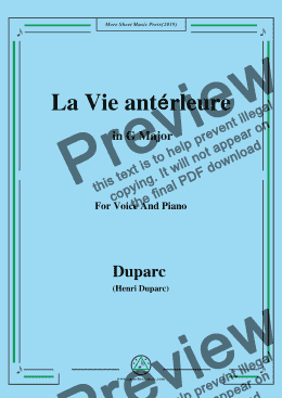 page one of Duparc-La Vie antérleure in G Major,for Voice  and  Piano