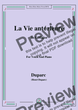 page one of Duparc-La Vie antérleure in C Major,for Voice  and  Piano