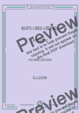 page one of Mario-Santa Lucia Luntana in D Major,for Voice  and  Piano