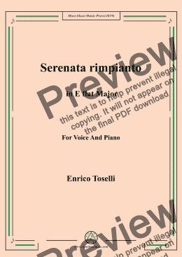 page one of Toselli-Serenata rimpianto in E flat Major,for Voice  and  Piano