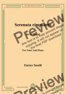 page one of Toselli-Serenata rimpianto in G Major,for Voice  and  Piano