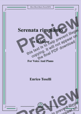 page one of Toselli-Serenata rimpianto in D Major,for Voice  and  Piano