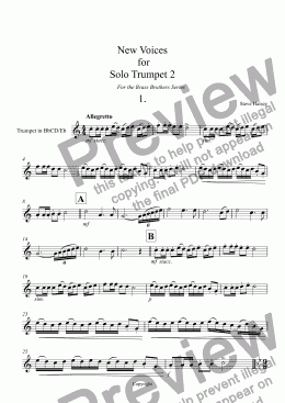 page one of New Voices  for  Solo Trumpet 2  