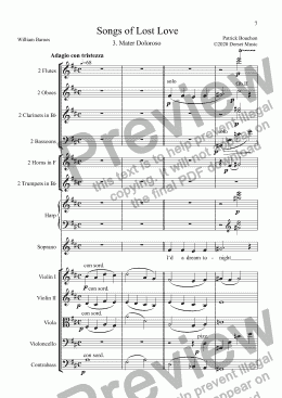 page one of 5 Songs of Lost Love - 3. "Mater Dolorosa" for Soprano and Orchestra