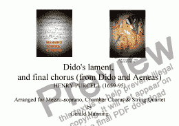 page one of Come To The Opera - Purcell, H.- Dido's Lament, and final Chorus (from Dido and Aeneas) - arr, for Mezzo-soprano, Chamber Chorus & String Quartet by Gerald Manning