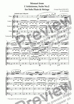 page one of Menuet from L’Arlesienne, Suite No.2 for Solo Flute & Strings