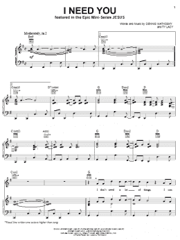 page one of I Need You (Piano, Vocal & Guitar Chords (Right-Hand Melody))