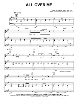 page one of All Over Me (Piano, Vocal & Guitar Chords (Right-Hand Melody))