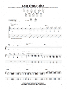 page one of Last Train Home (Guitar Tab)