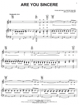 page one of Are You Sincere (Piano, Vocal & Guitar Chords (Right-Hand Melody))