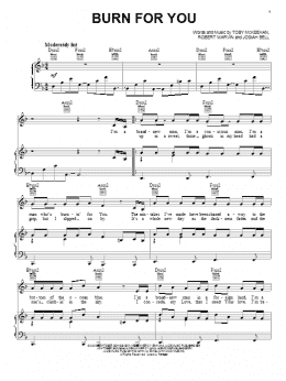 page one of Burn For You (Piano, Vocal & Guitar Chords (Right-Hand Melody))