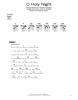 page one of O Holy Night (Really Easy Guitar)