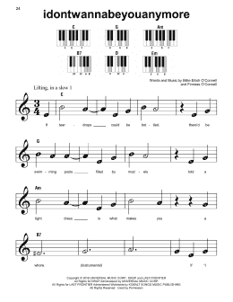 page one of idontwannabeyouanymore (Super Easy Piano)