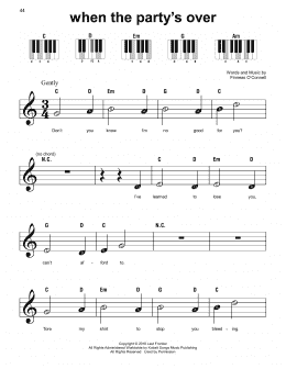 page one of when the party's over (Super Easy Piano)