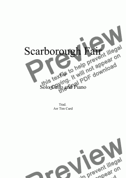 page one of Scarborough Fair for Solo Cello and Piano