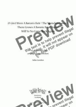 page one of O' Gin I Were A Baron's Heir / The Nameless Lassie / There Grows A Bonnie Briar Bush / Will Ye No Come Back Again