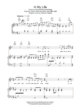 page one of In My Life (Piano, Vocal & Guitar Chords)