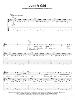 page one of Just A Girl (Guitar Tab (Single Guitar))