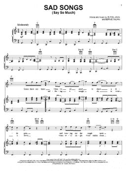 page one of Sad Songs (Say So Much) (Piano, Vocal & Guitar Chords (Right-Hand Melody))