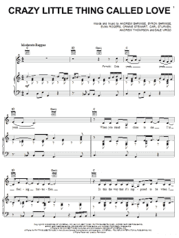 page one of Crazy Little Thing Called Love (Piano, Vocal & Guitar Chords (Right-Hand Melody))