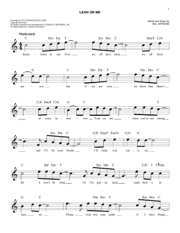 page one of Lean On Me (Easy Lead Sheet / Fake Book)