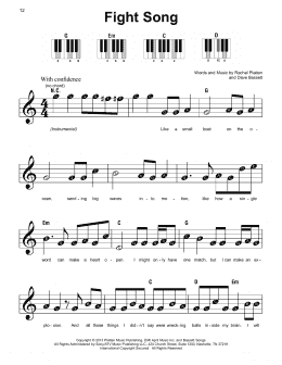 page one of Fight Song (Super Easy Piano)