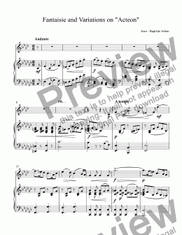 page one of Arban, Jean - Baptiste -  Fantaisie and Variations on "Acteon" for trumpet Bb and piano