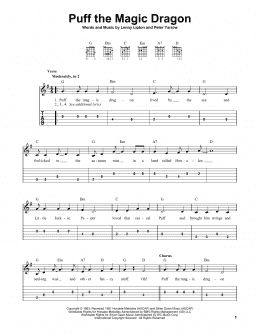 page one of Puff The Magic Dragon (Easy Guitar Tab)