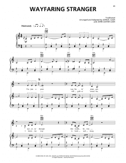 page one of Wayfaring Stranger (Piano, Vocal & Guitar Chords (Right-Hand Melody))