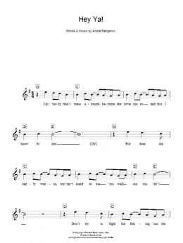 page one of Hey Ya! (Piano Chords/Lyrics)