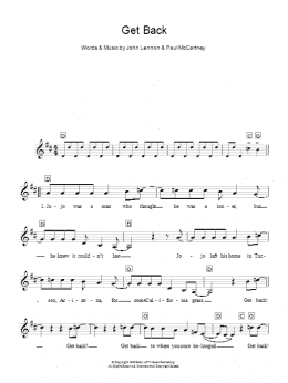 page one of Get Back (Piano Chords/Lyrics)