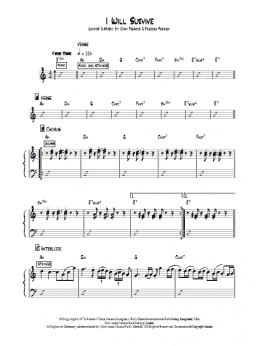 page one of I Will Survive (Piano Chords/Lyrics)