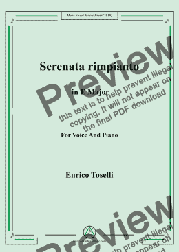 page one of Toselli-Serenata rimpianto in E Major,For Voice&Pno