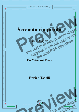 page one of Toselli-Serenata rimpianto in F Major,For Voice&Pno