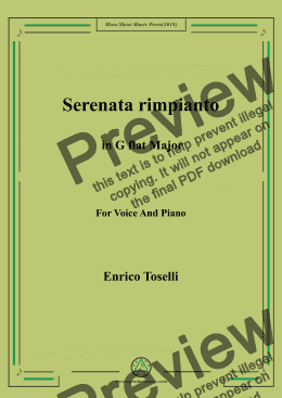 page one of Toselli-Serenata rimpianto in G flat Major,For Voice&Pno