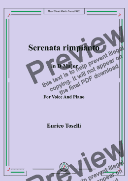 page one of Toselli-Serenata rimpianto in D Major,For Voice&Pno