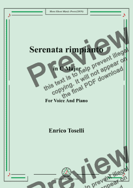 page one of Toselli-Serenata rimpianto in C Major,For Voice&Pno