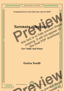 page one of Toselli-Serenata rimpianto,for Violin and Piano