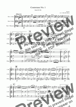 page one of Contretanz No. 1 (2 oboes and bassoon)