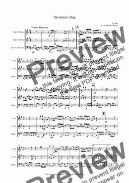 page one of Sycamore Rag (2 oboes & bassoon)